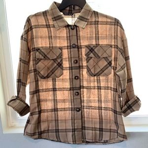 Shein Long Sleeve Button Down Plaid Shirt Top Size M